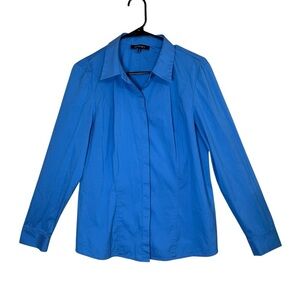 Lafayette 148 NY Women’s Button Down Long Sleeve Dress Shirt Career Blue Size 12